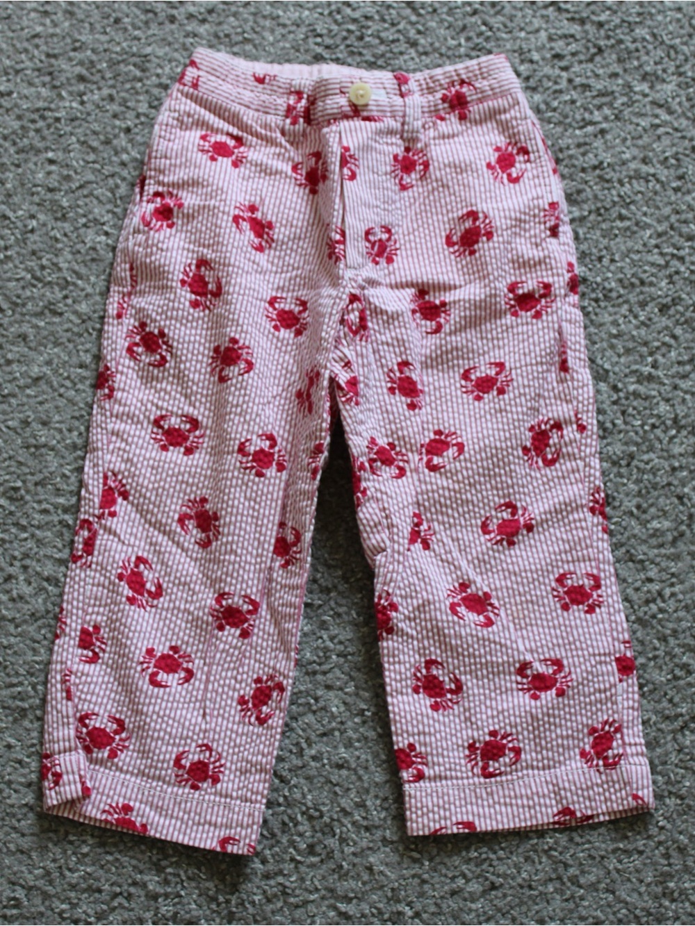 VINEYARD VINES Boys Seersucker Striped Crab Print Pants